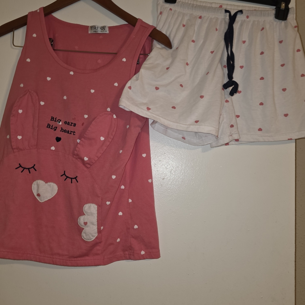 Pink and White Heart Pajama Set